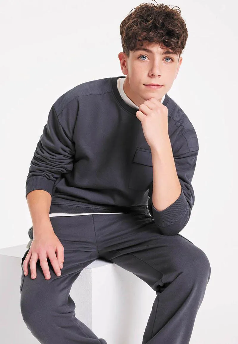 Older Boys Grey Pocket Sweater