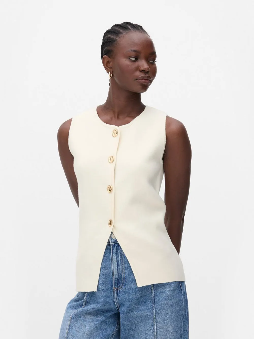 Knitted Golden Button Waistcoat