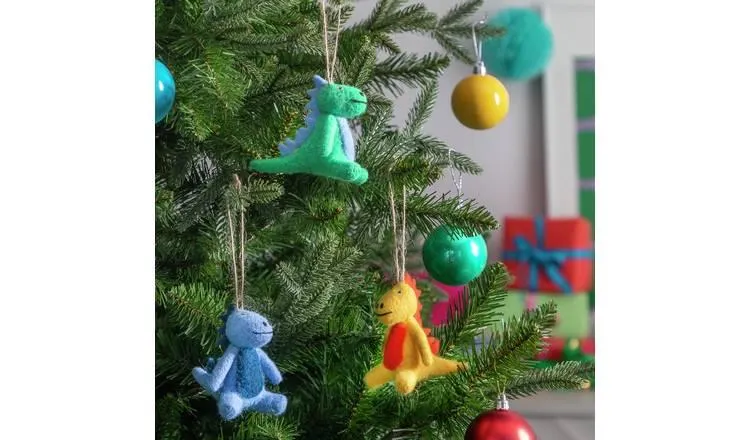 Habitat Pack of 3 Felted Dino's Christmas Tree Decorations