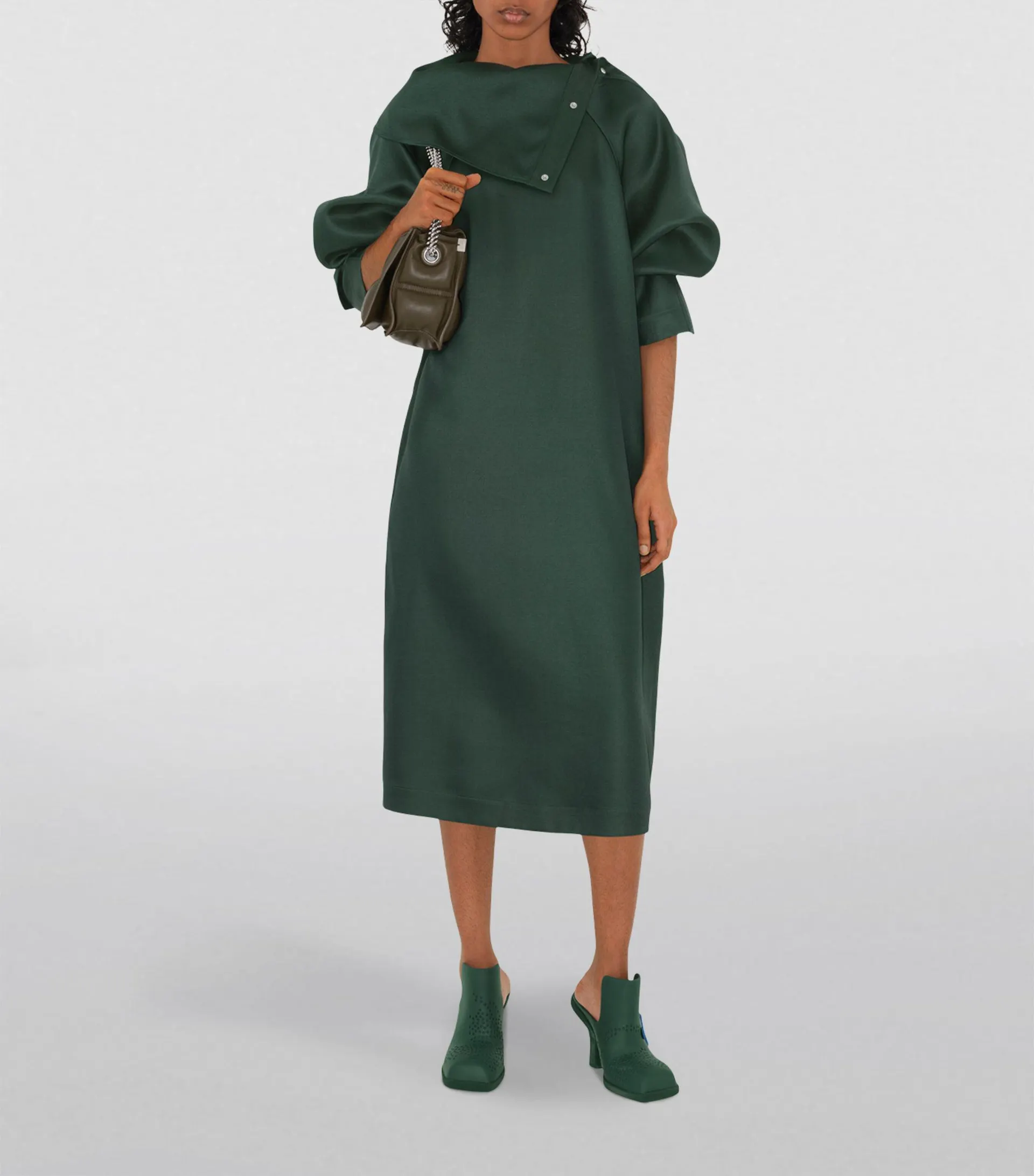 EXCLUSIVE Wool-Silk Asymmetric Midi Dress