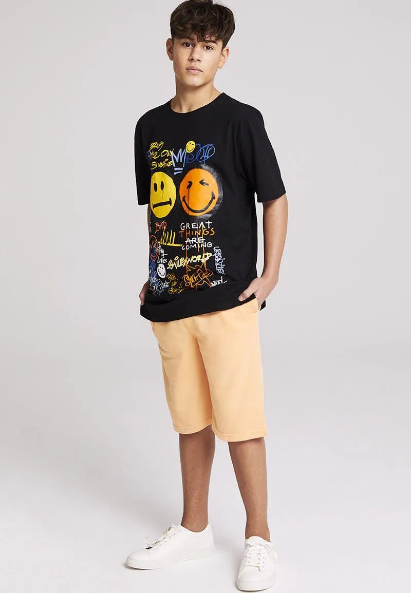 Older Boys Black SmileyWorld T-shirt
