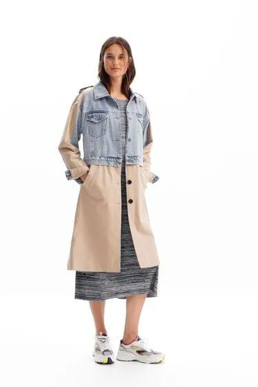 Hybrid denim trench coat