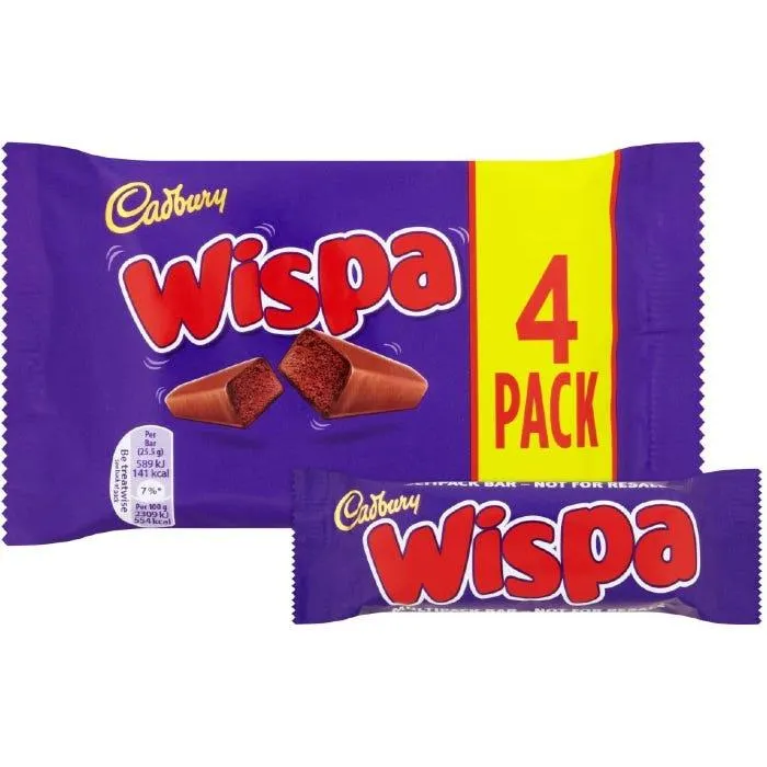 Cadbury Wispa Chocolate Bars, 23.7g (Pack of 4)