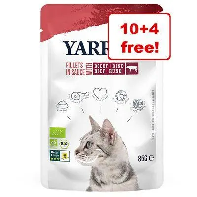 14 x 85g Yarrah Organic Fillets in Sauce Wet Cat Food - 10 + 4 Free!*
