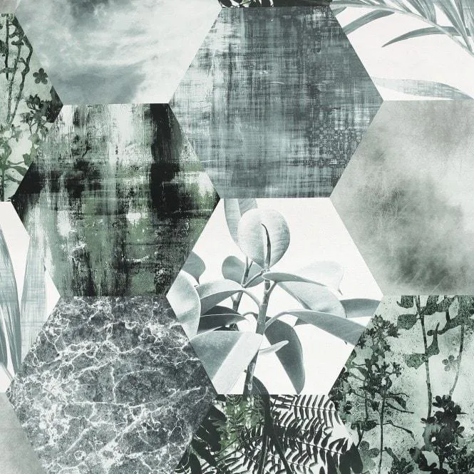 Foliage Hex Wallpaper in Green