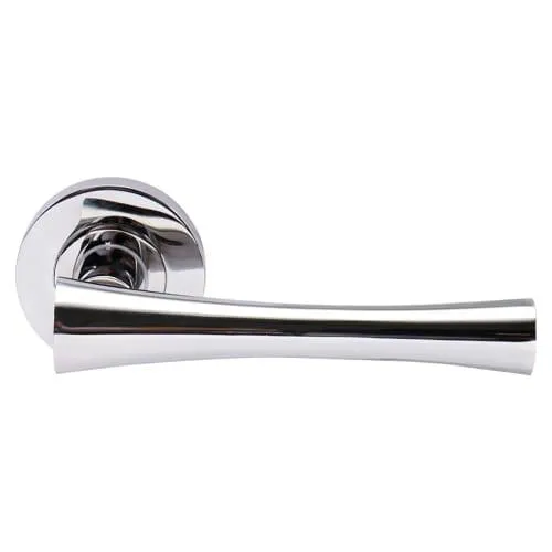 Monaco Polished Chrome Round Rose Door Handle - 1 Pair