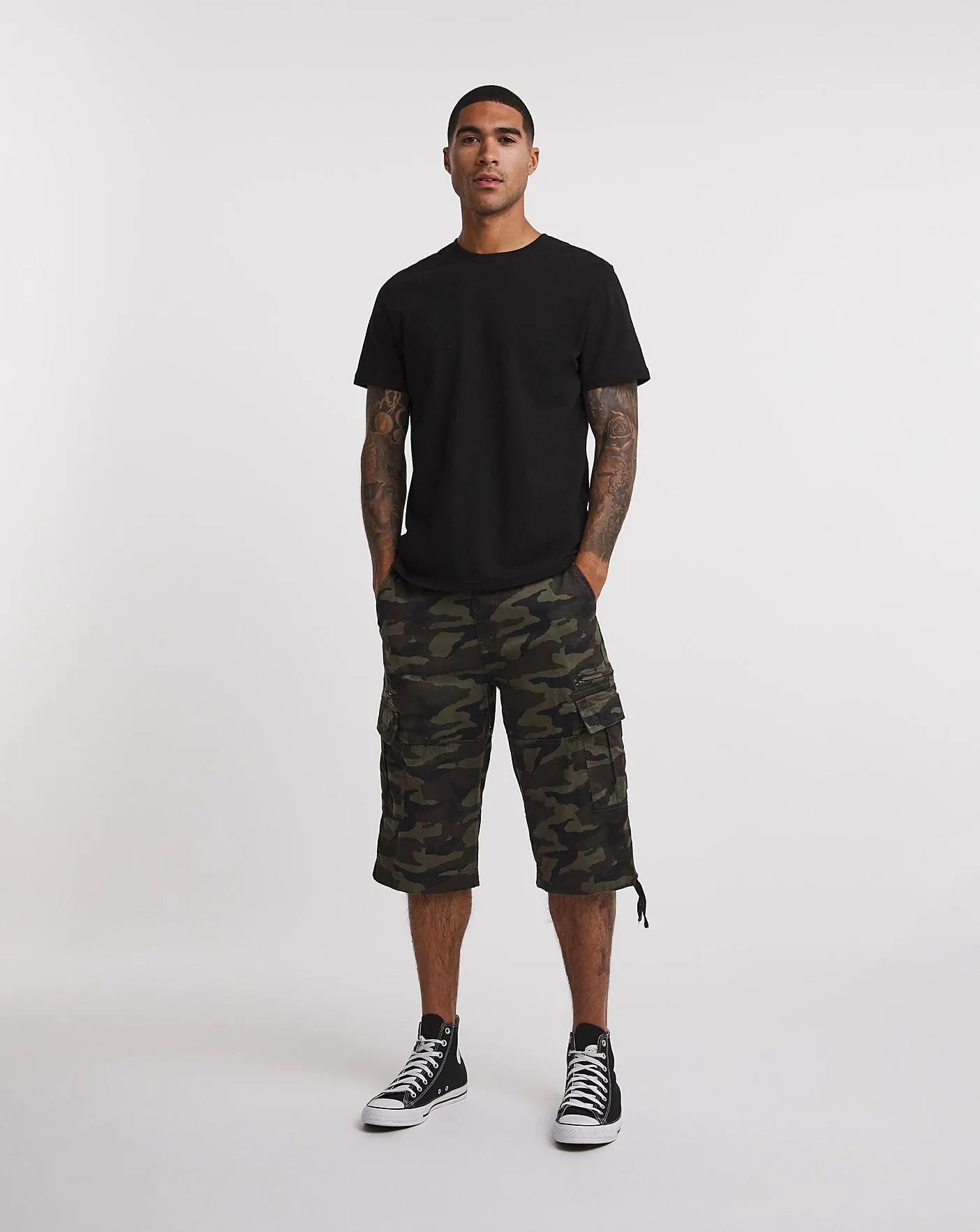 3/4 Length Twill Cargo Short