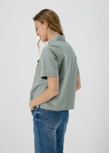 Khaki Utility Poplin Shirt - Size 14