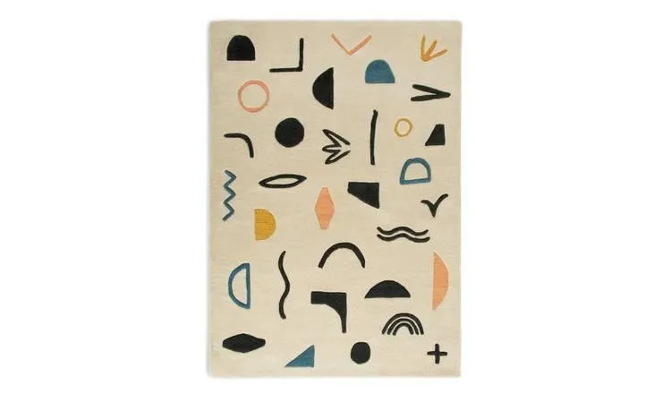 Habitat Symbols Wool Rug - Multicoloured - 120x170cm