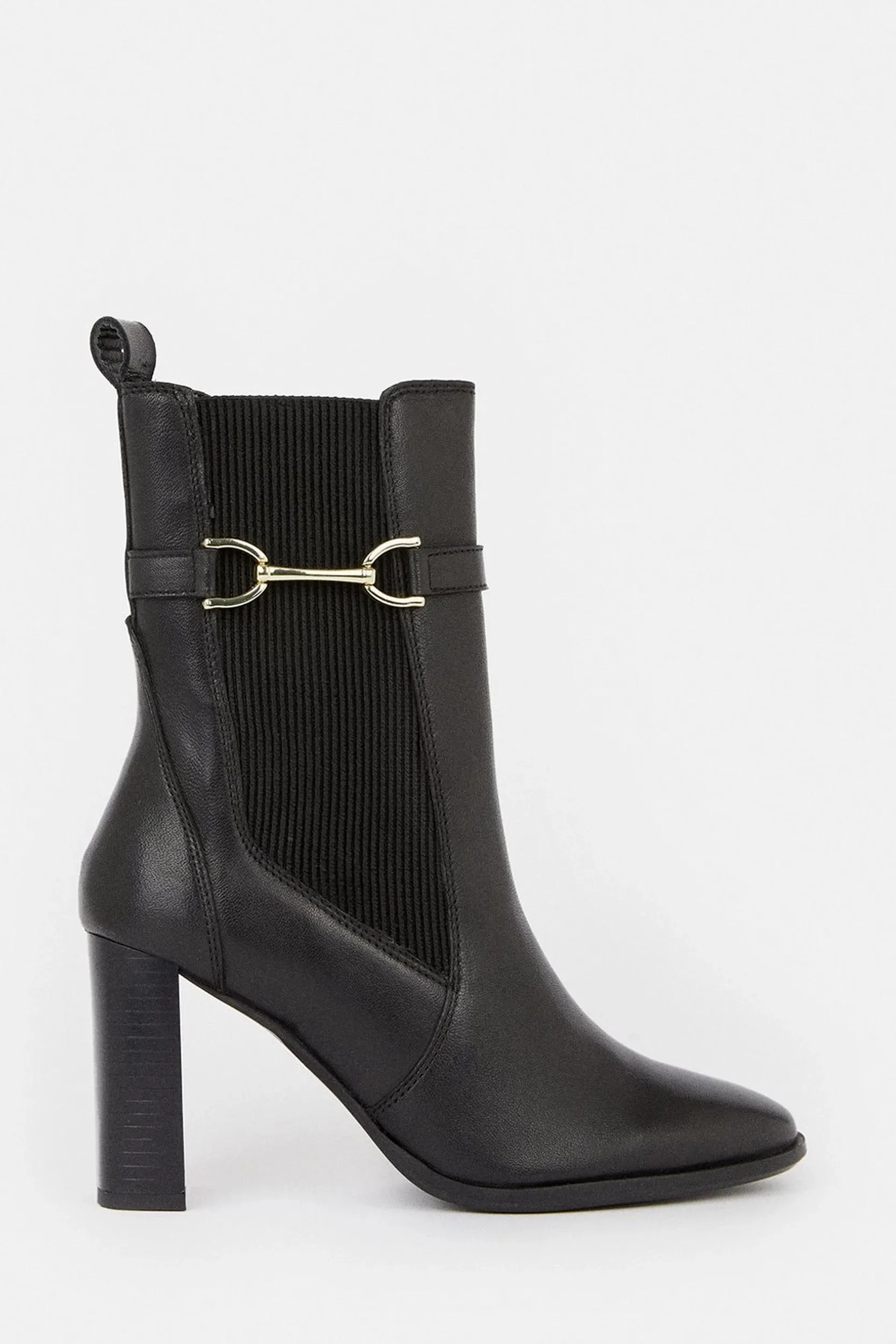 Leather Heeled Buckle Boot