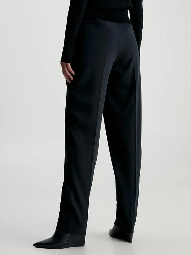 Straight Structured Twill Trousers