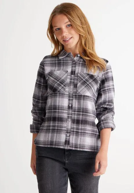 Older Girls Navy & Black Checked Shirt