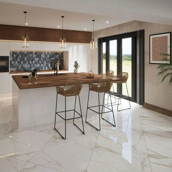 Cappella Gold Polished 750x750 Marble Effect Tiles