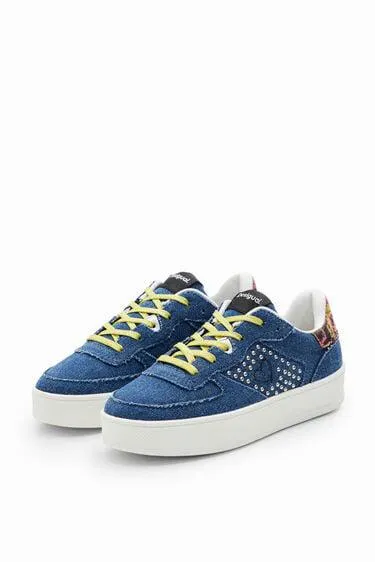 Denim heart platform sneakers