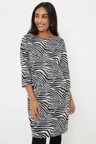 Petite Zebra Jacquard Ponte Shift Dress