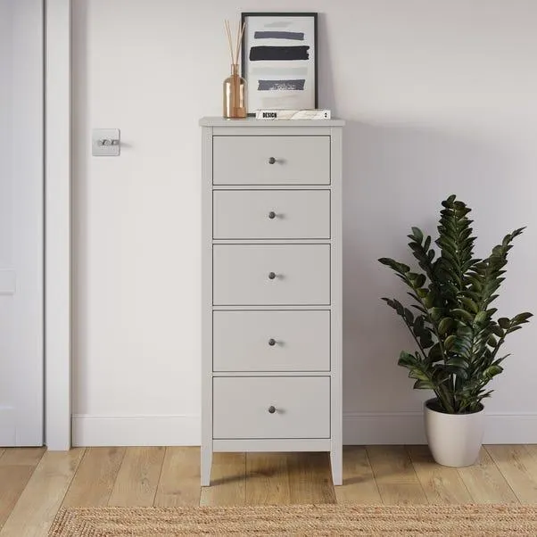 Lynton Tall Small 5 Drawer Chest with Mirror