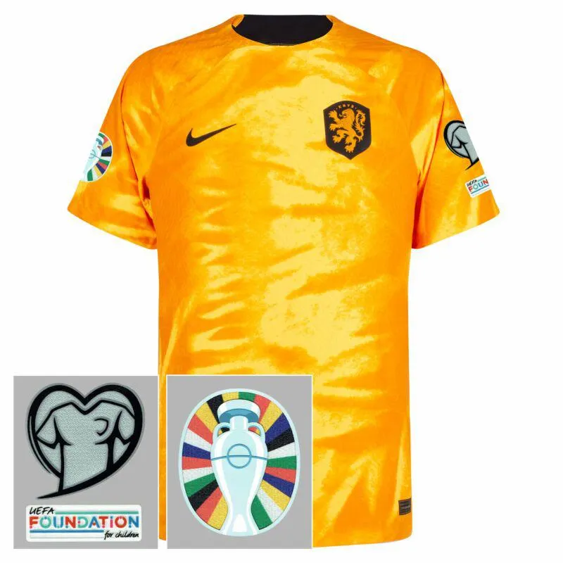 Nike Holland Home Dri-Fit ADV Match Shirt 2022-2023 incl. Euro 2024 Qualifying Patch Set