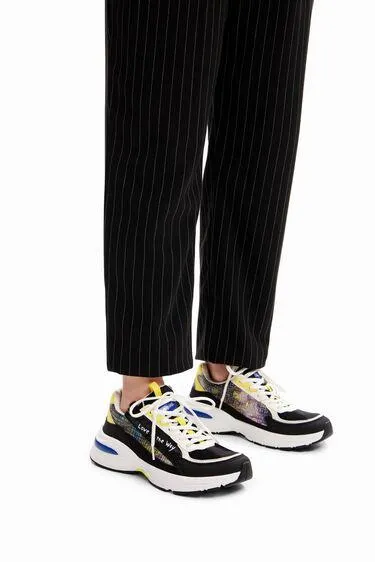 Patchwork zip-up running sneakers