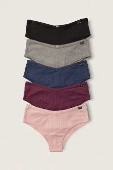 Black/Grey/Pink/Blue Cheeky Cotton Knickers Multipack