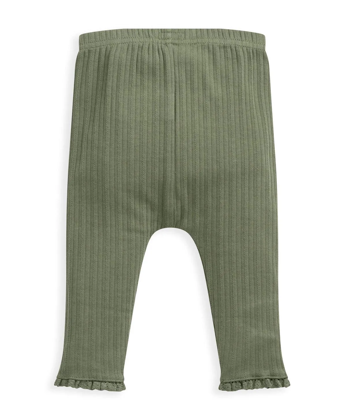 Lace Trim Leggings - Green