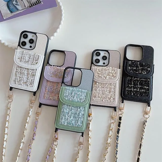 Phone Case For Apple Back Cover iPhone 14 13 12 11 Plus Pro Max Portable Full Body Protective with Removable Cross Body Strap Retro PU Leather