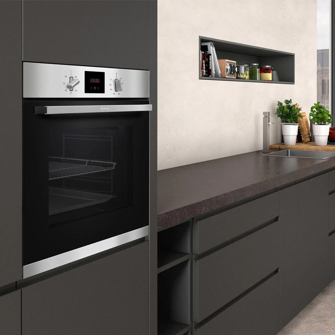 NEFF N30 B1GCC0AN0B Built In Electric Single Oven - Stainless Steel - A Rated