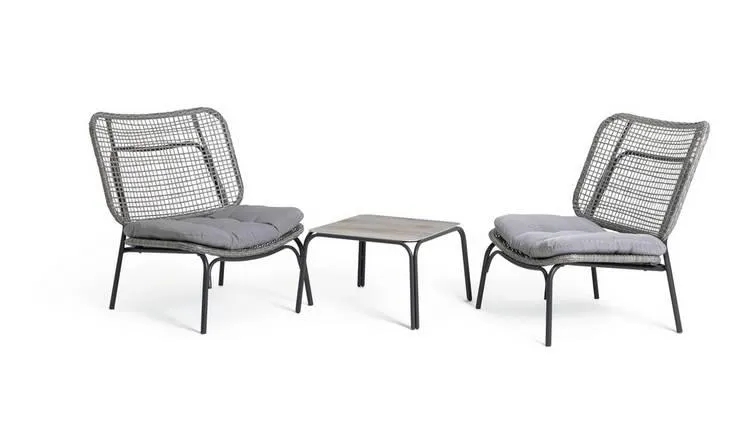 Habitat Nora 2 Seater Metal Garden Bistro Set - Grey