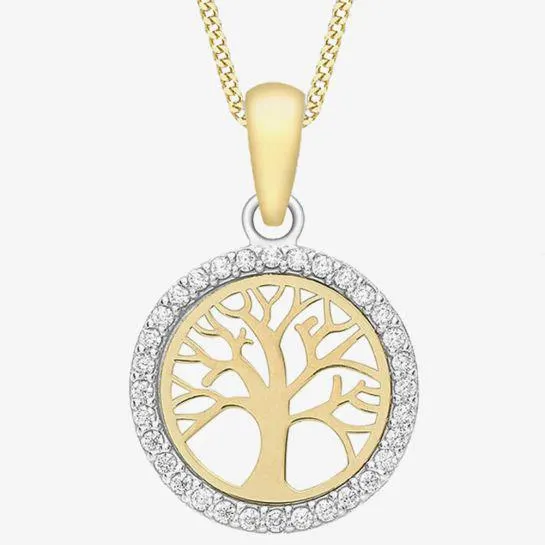 9ct Two Colour Stone Set Tree of Life Pendant 1.68.4602