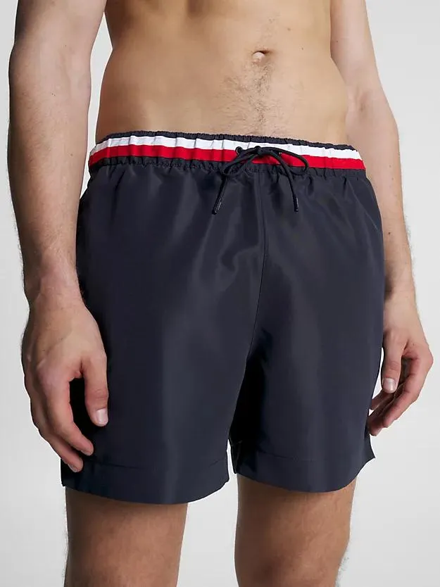 Global Stripe Mid Length Swim Shorts
