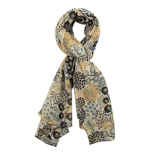 TAMSY Wool Printed Scarf - Beige