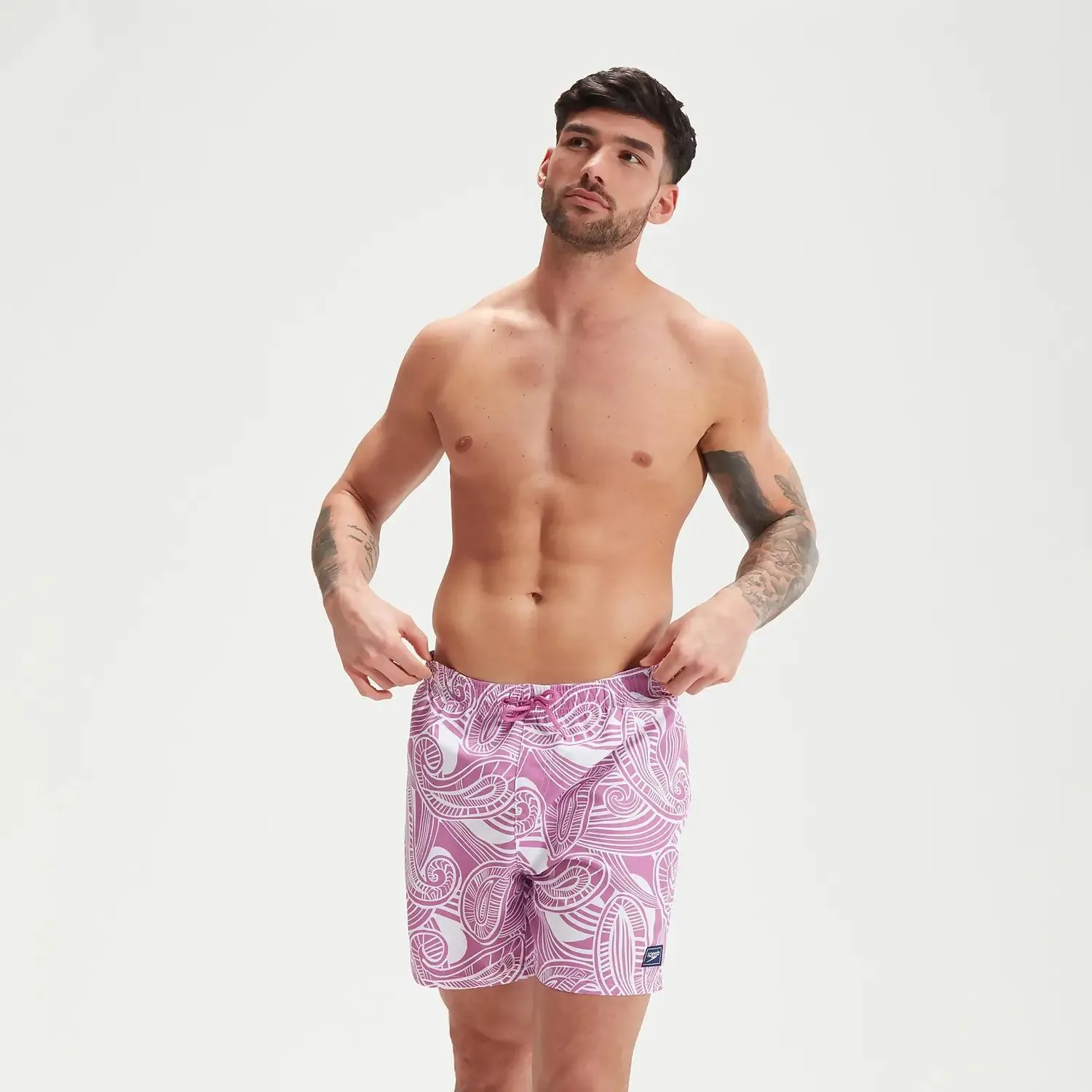 Men's Printed Leisure 16" Swim Shorts Mauve/White