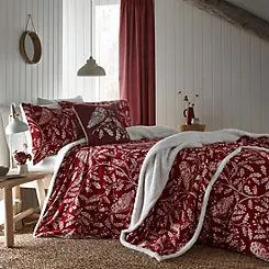 Dreams & Drapes Red Woodland Owls Duvet Cover Set