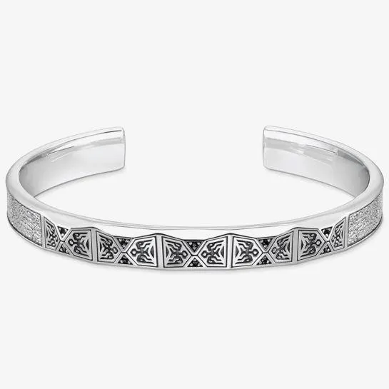 Rebel Silver Faceted & Black Cubic Zirconia Bangle