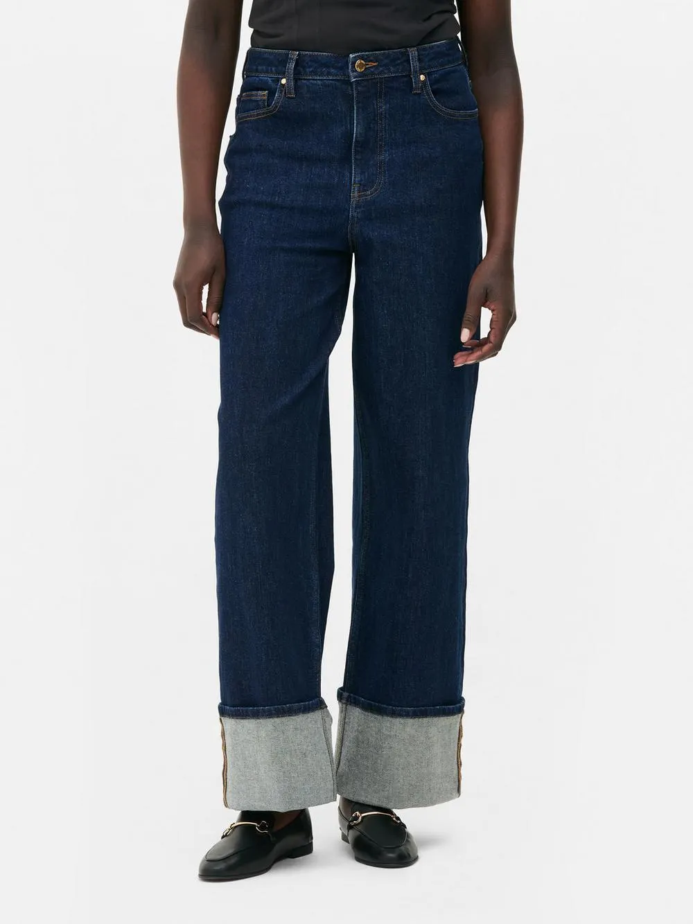 The Edit Wide Leg Turn Up Jeans