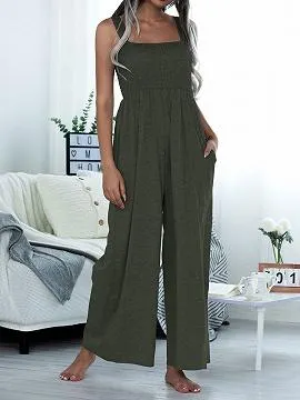 Green Pockets Detail Jumpsuit