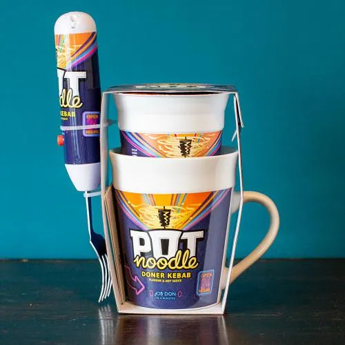 Pot Noodle Doner Kebab Noodles, Mug & Spinning Fork Set - Only at Menkind!