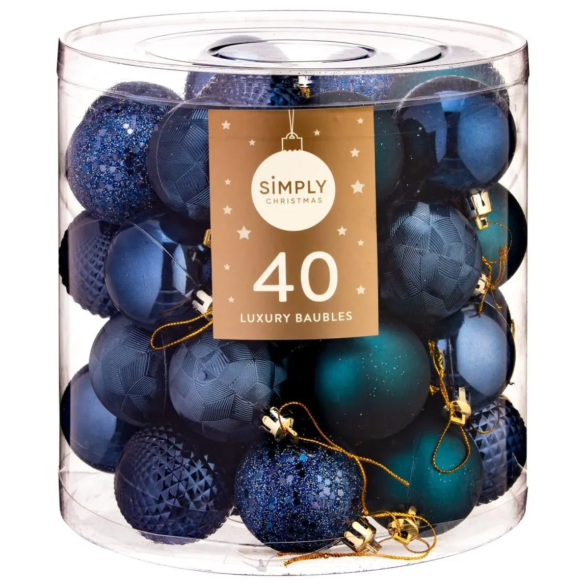Simply Christmas Luxury Baubles 40pk - Navy