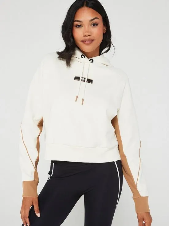 Colour Block Sleeve Logo Hoodie - White