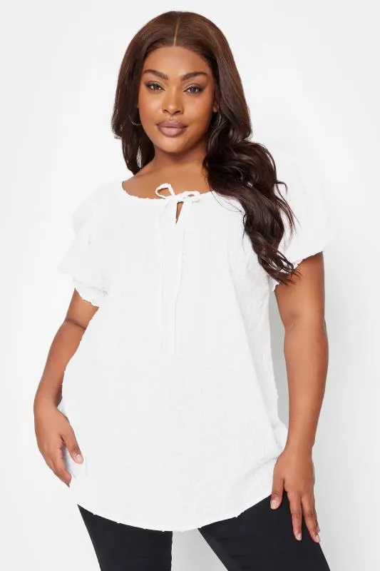 YOURS Curve White Dobby Gypsy Top