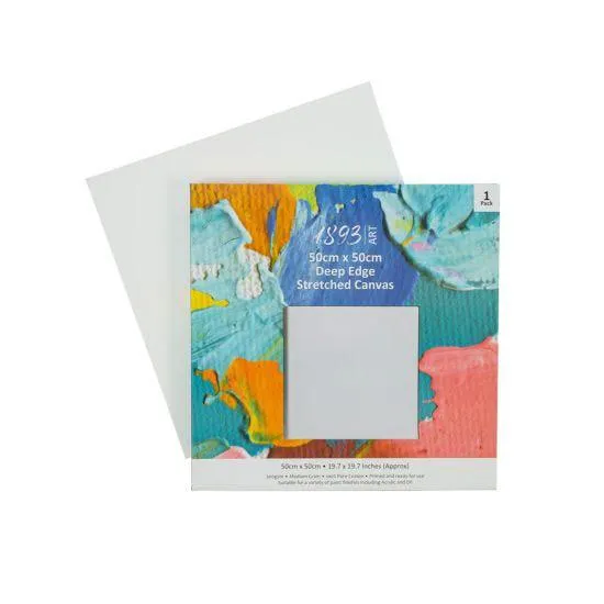 1893 Deep Edge Canvas 50x50cm in White