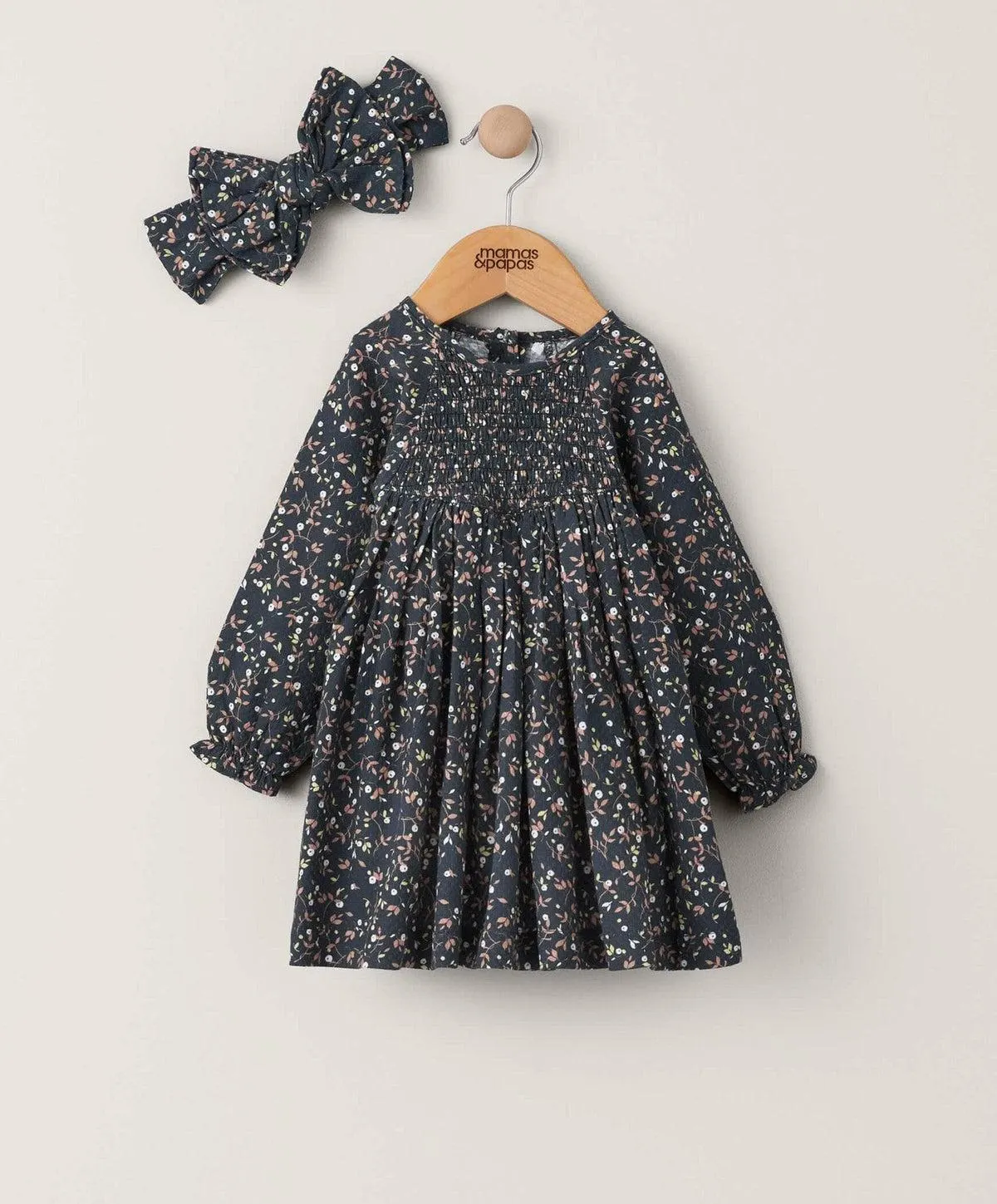 Berry Floral Print Dress & Headband (2 Piece)