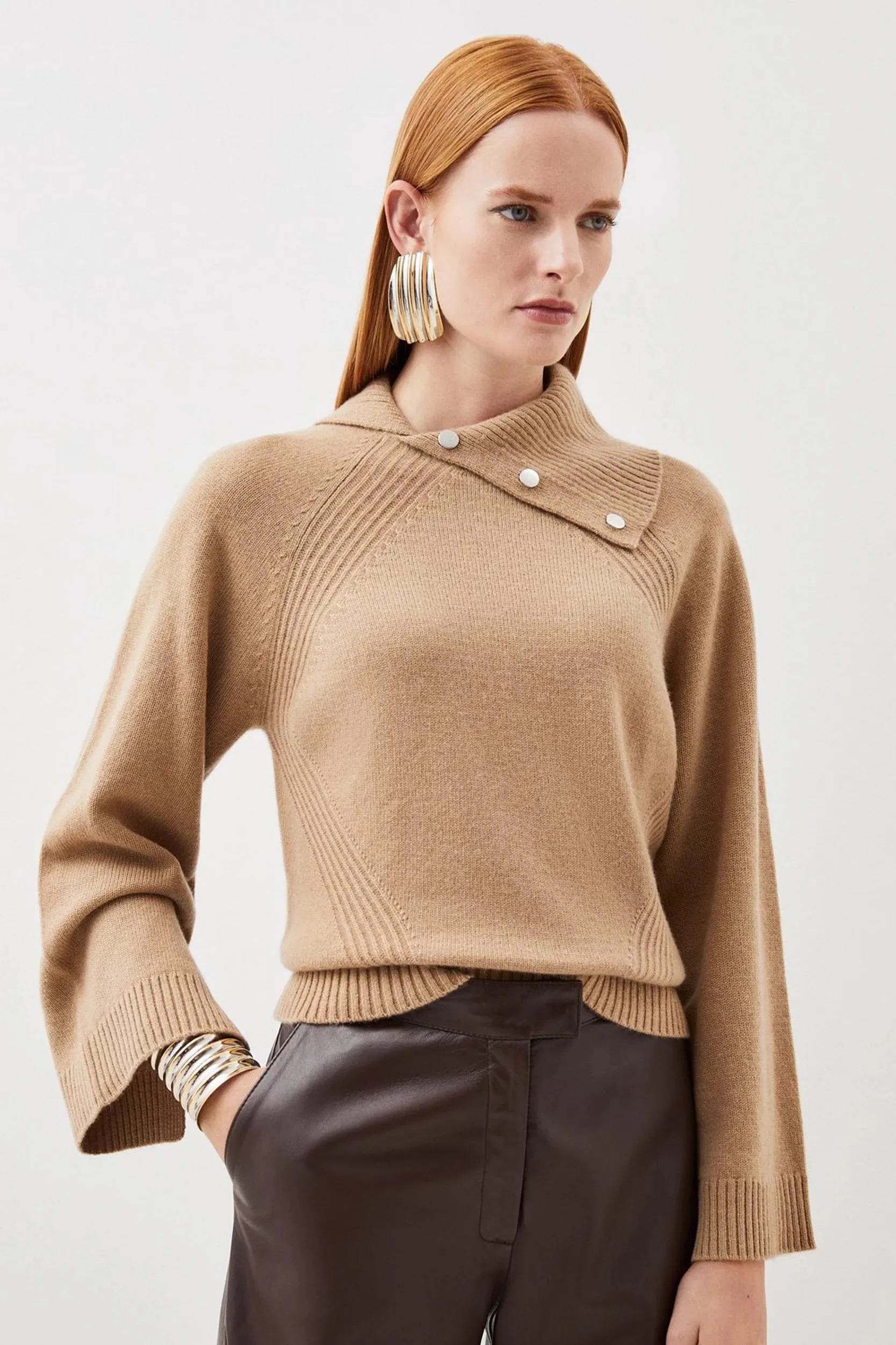 Envelope Neck Cashmere Knit Jumper