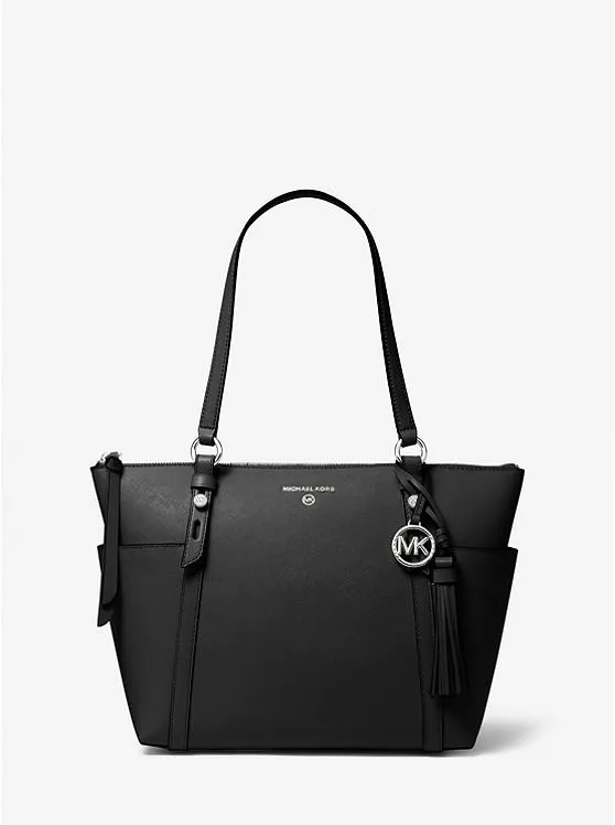 Sullivan Medium Saffiano Leather Top-Zip Tote Bag
