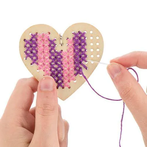 Heart Wooden Cross Stitch Keyring Kits