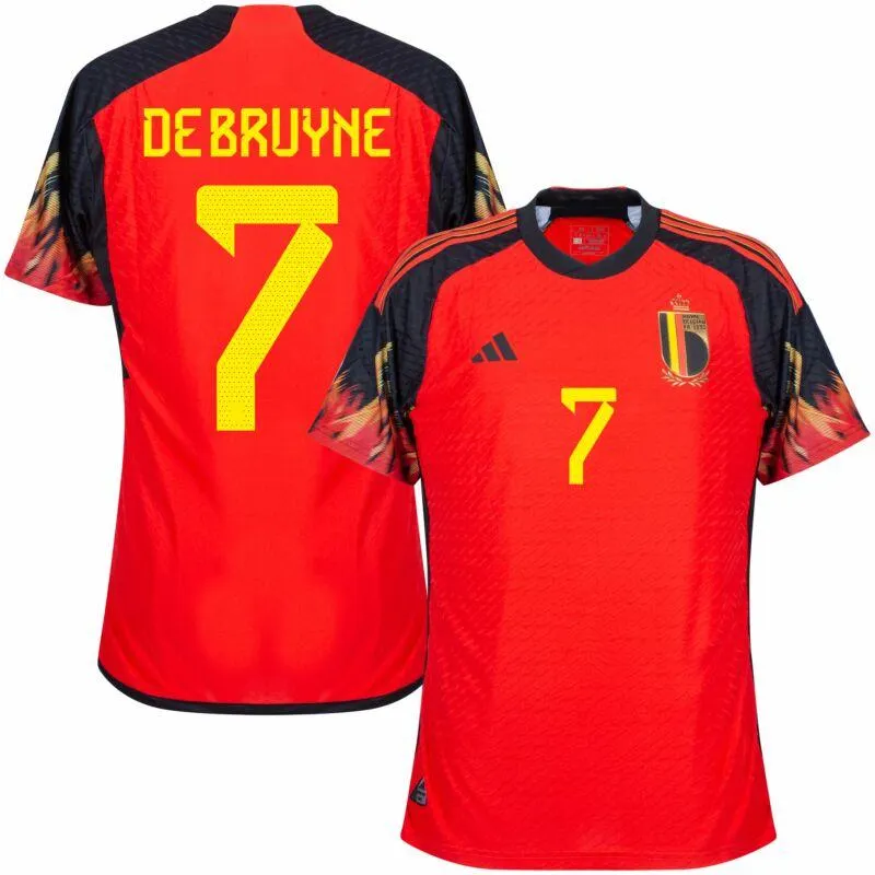 adidas Belgium Home De Bruyne 7 Authentic Shirt 2022-2023 (Official Printing)