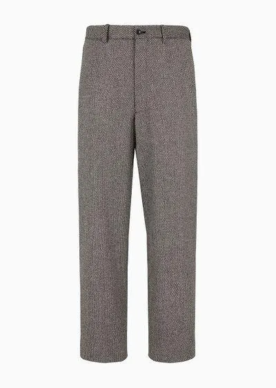 Virgin wool and cashmere jacquard flat-front trousers