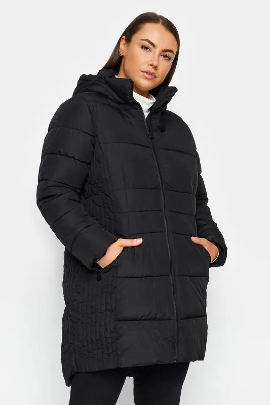 Evans Black Panelled Midi Coat