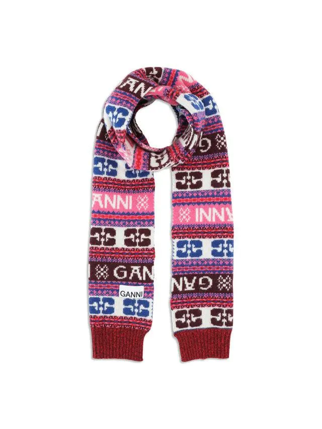 GANNI Graphic Wool Scarf