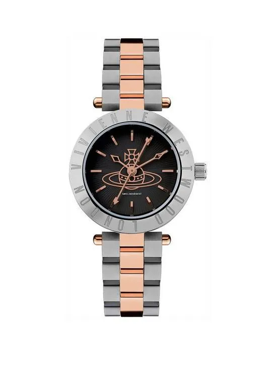 Ladies Westbourne Orb Quartz Watch with Black Dial & Two Tone Stainless Steel Bracelet