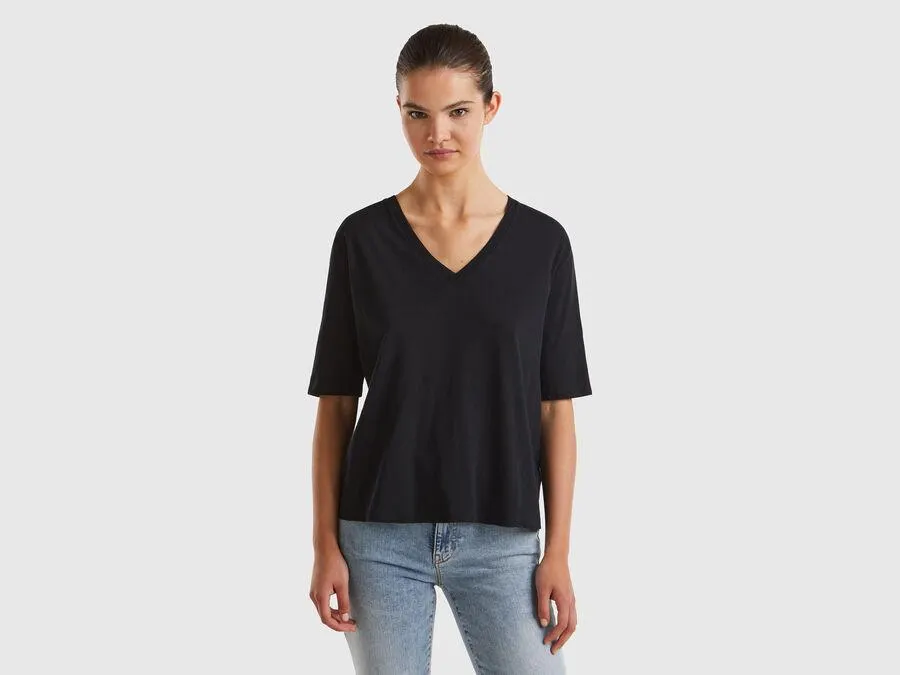 T-shirt in cotton and linen blend